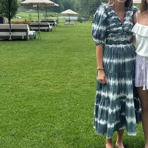 Sea New York Blue and White Tie-Dye Midi Dress